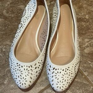 Kelly & Katie white flats